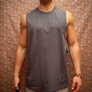 Dark Gray Plain Tank Top Muscle Tee